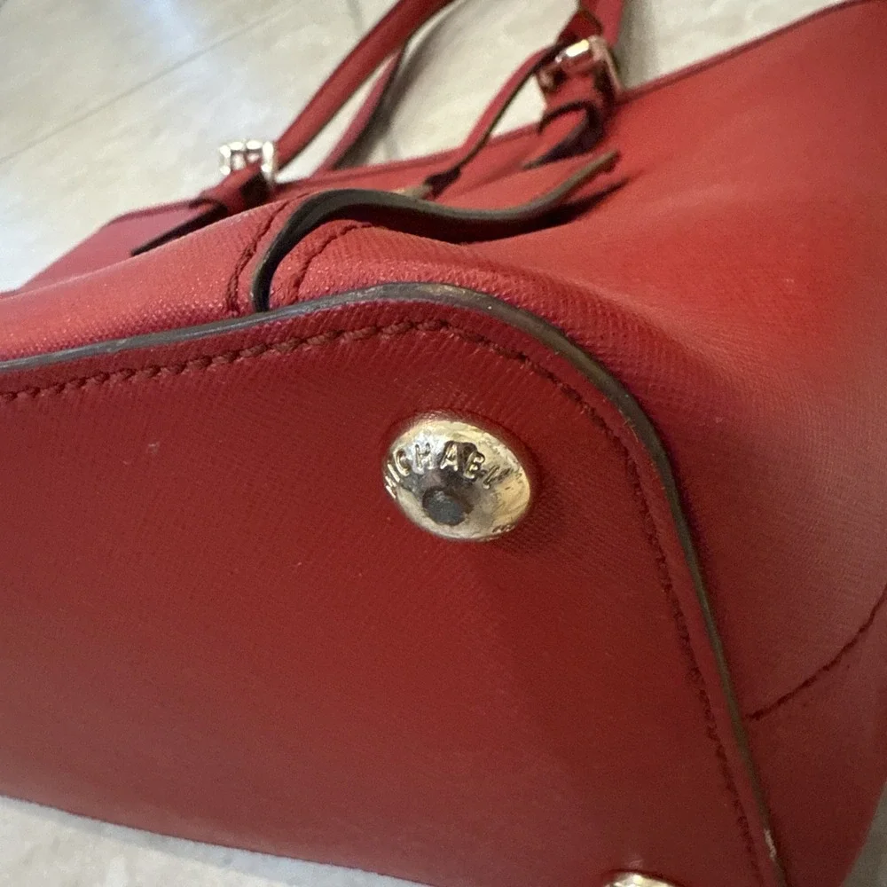 Michael Kors Jet Set Tote Purse RED MK Saffiano Leather Handbag Purse 12x11x5 - Picture 7 of 16